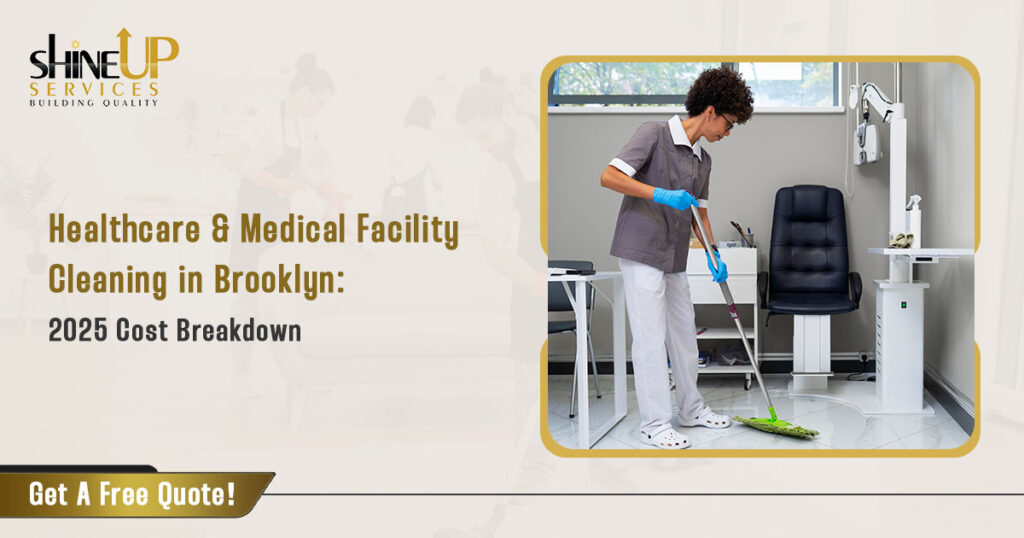Professional office cleaner cleaning medical clinic